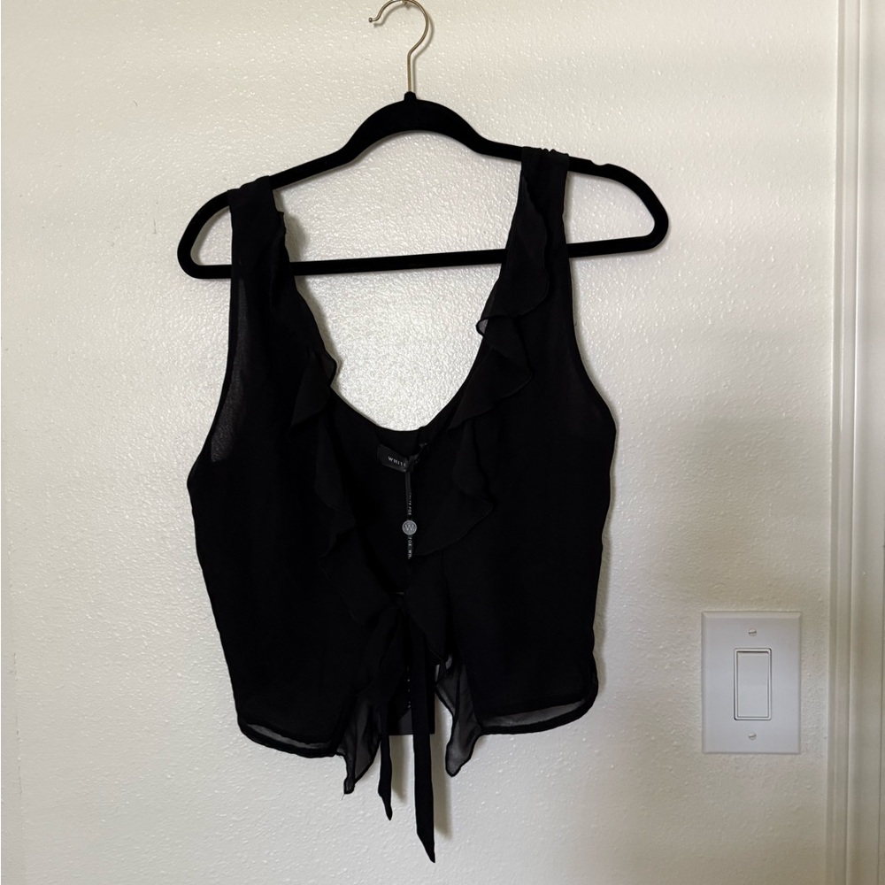 White Fox Sheer Black Tie Top
